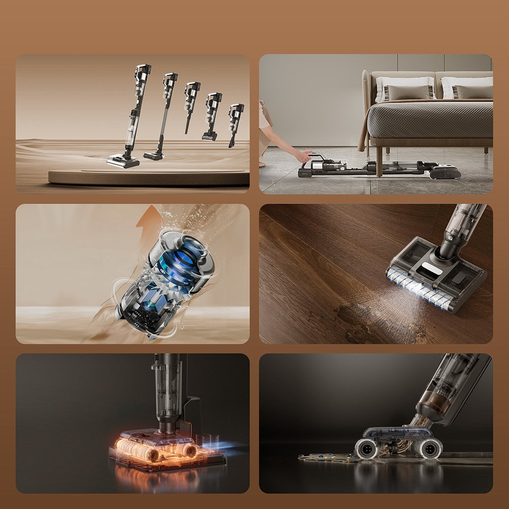 JIMMY PW11 Pro Max 5v1 bezdrátový vysavač a myčka, silný výkon 460 W, dvojité čištění, rychlé schnutí horkým vzduchem, LED obrazovka, rozkládací provedení 180°, dva válcové kartáče, pro tvrdé podlahy, zvířecí chlupy a celý dům, stříbrnočerná barva