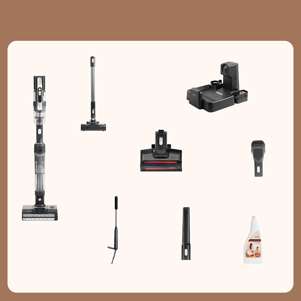 JIMMY PW11 Pro Max 5v1 bezdrátový vysavač a myčka, silný výkon 460 W, dvojité čištění, rychlé schnutí horkým vzduchem, LED obrazovka, rozkládací provedení 180°, dva válcové kartáče, pro tvrdé podlahy, zvířecí chlupy a celý dům, stříbrnočerná barva