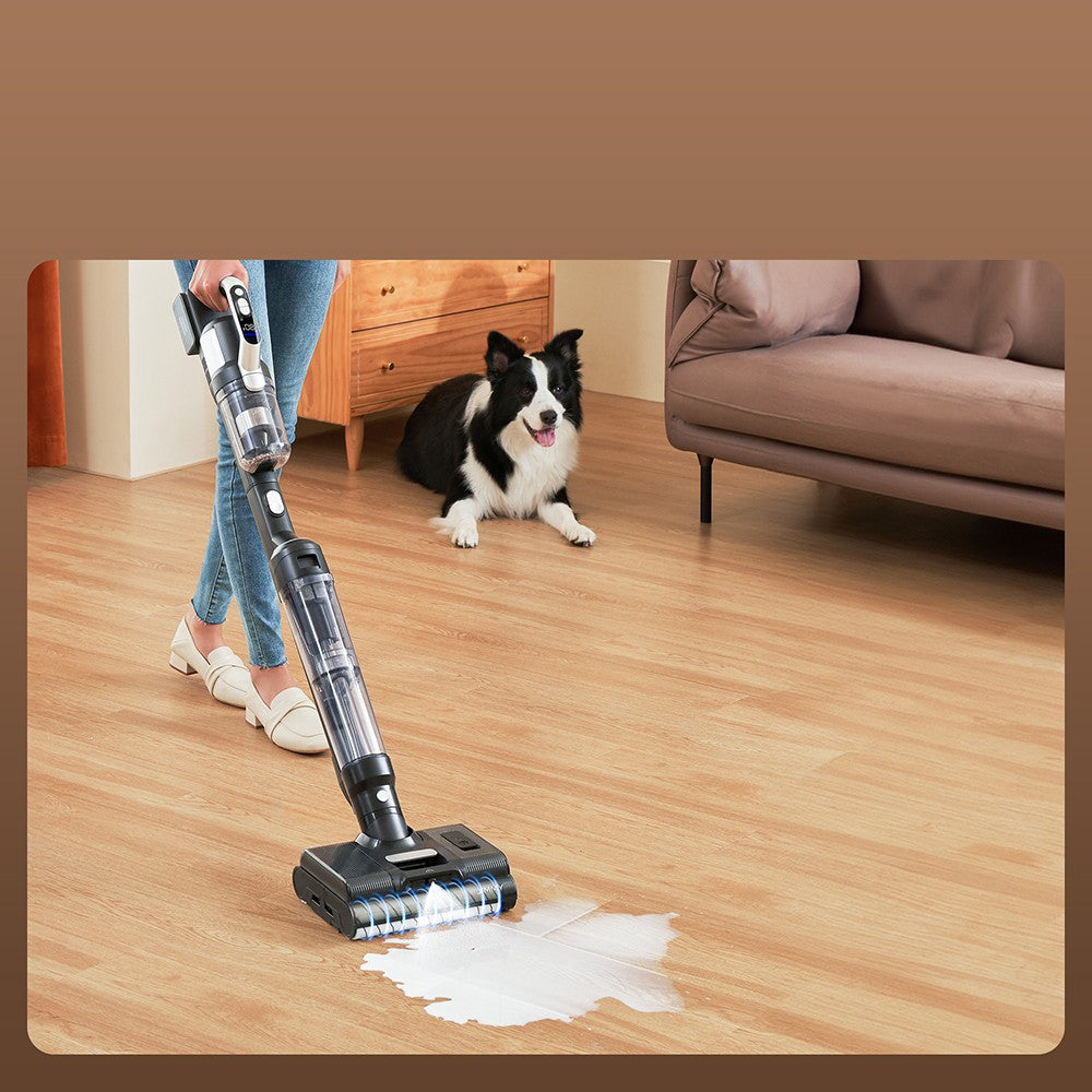 JIMMY PW11 Pro Max 5v1 bezdrátový vysavač a myčka, silný výkon 460 W, dvojité čištění, rychlé schnutí horkým vzduchem, LED obrazovka, rozkládací provedení 180°, dva válcové kartáče, pro tvrdé podlahy, zvířecí chlupy a celý dům, stříbrnočerná barva