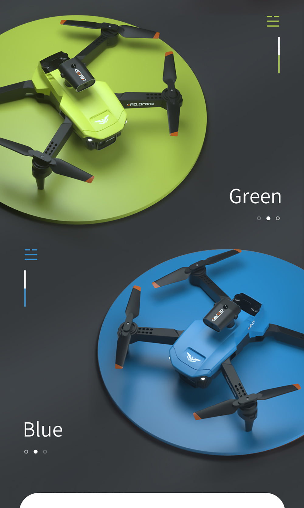 Skládací RC dron JJRC H106 s funkcí vyhýbání se překážkám ve všech směrech, kvadrokoptéra se dvěma kamerami - oranžová