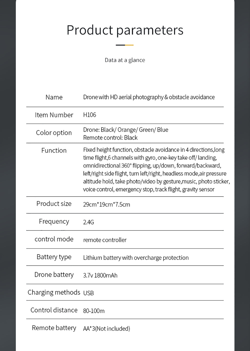 Skládací RC dron JJRC H106 s funkcí vyhýbání se překážkám ve všech směrech, kvadrokoptéra se dvěma kamerami - oranžová