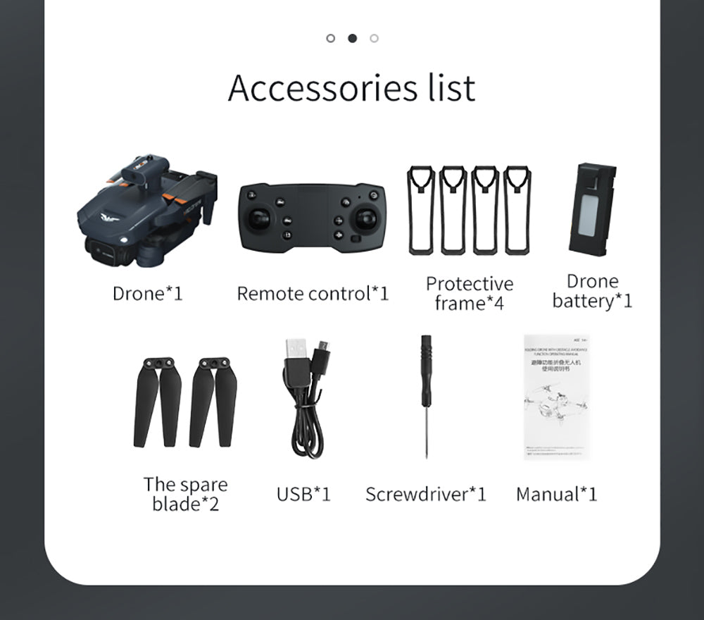 Skládací RC dron JJRC H106 s funkcí vyhýbání se překážkám ve všech směrech, kvadrokoptéra se dvěma kamerami - oranžová