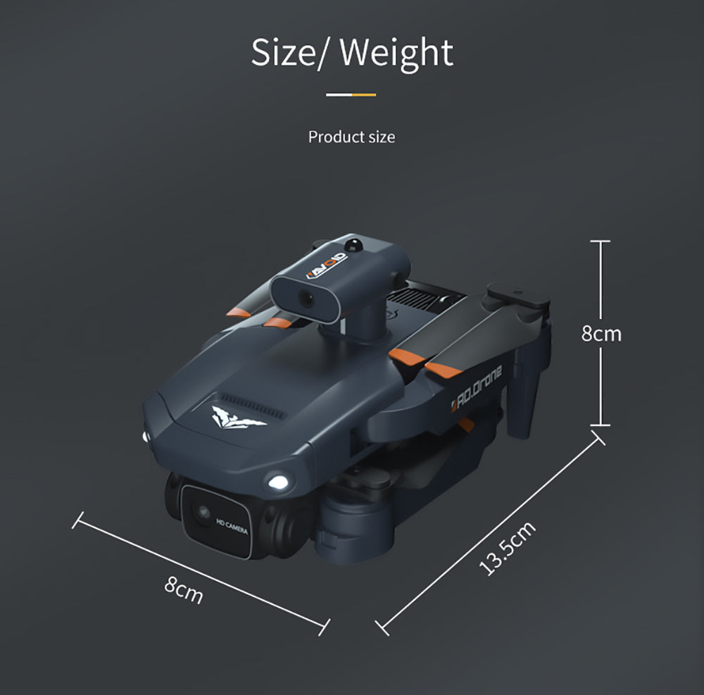 Skládací RC dron JJRC H106 s funkcí vyhýbání se překážkám ve všech směrech, kvadrokoptéra se dvěma kamerami - oranžová