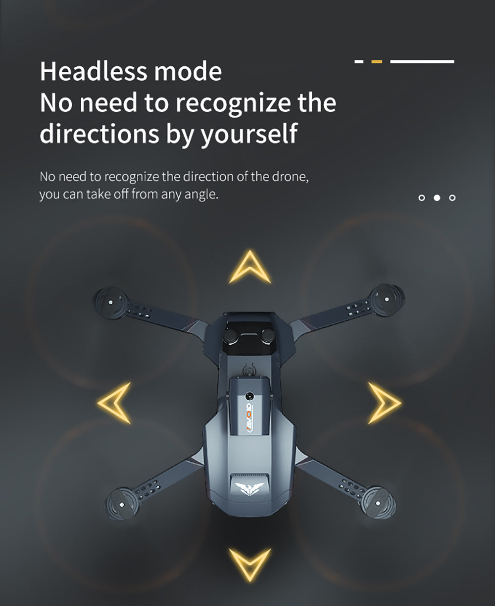 Skládací RC dron JJRC H106 s funkcí vyhýbání se překážkám ve všech směrech, kvadrokoptéra se dvěma kamerami - oranžová