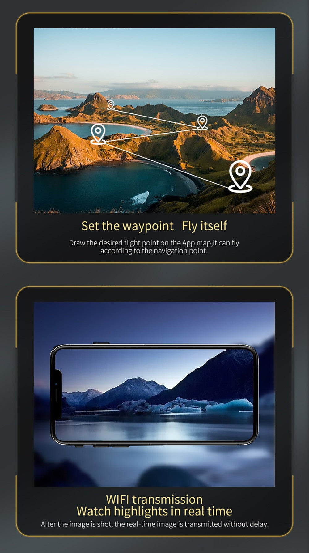 Skládací RC dron JJRC H106 s funkcí vyhýbání se překážkám ve všech směrech, kvadrokoptéra se dvěma kamerami - oranžová