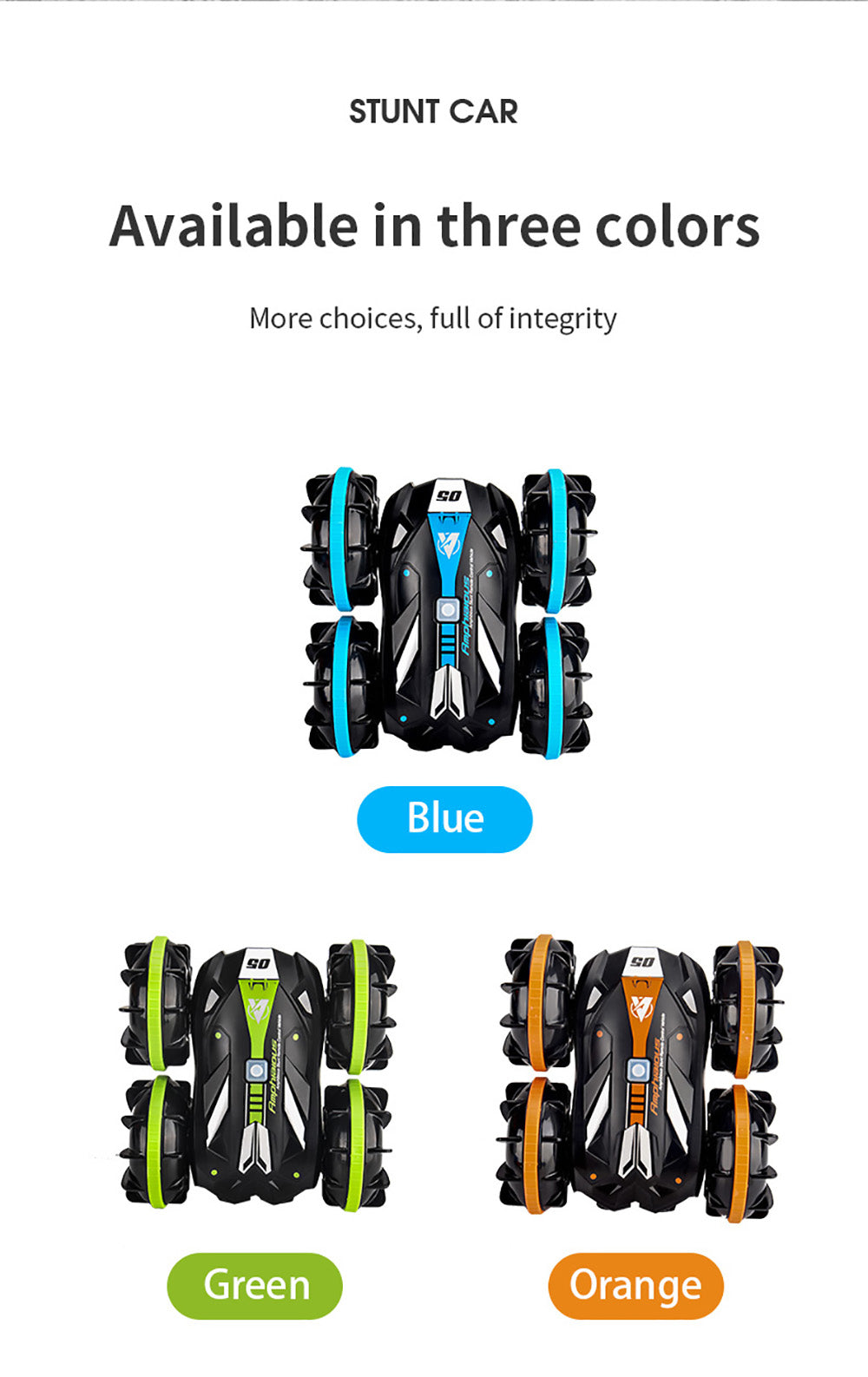 JJRC Q113 1:24 RC kaskadérské auto 4WD 360° otočné 2v1 vodotěsné vodní a pozemní driftové obojživelné modely vozidel - oranžové