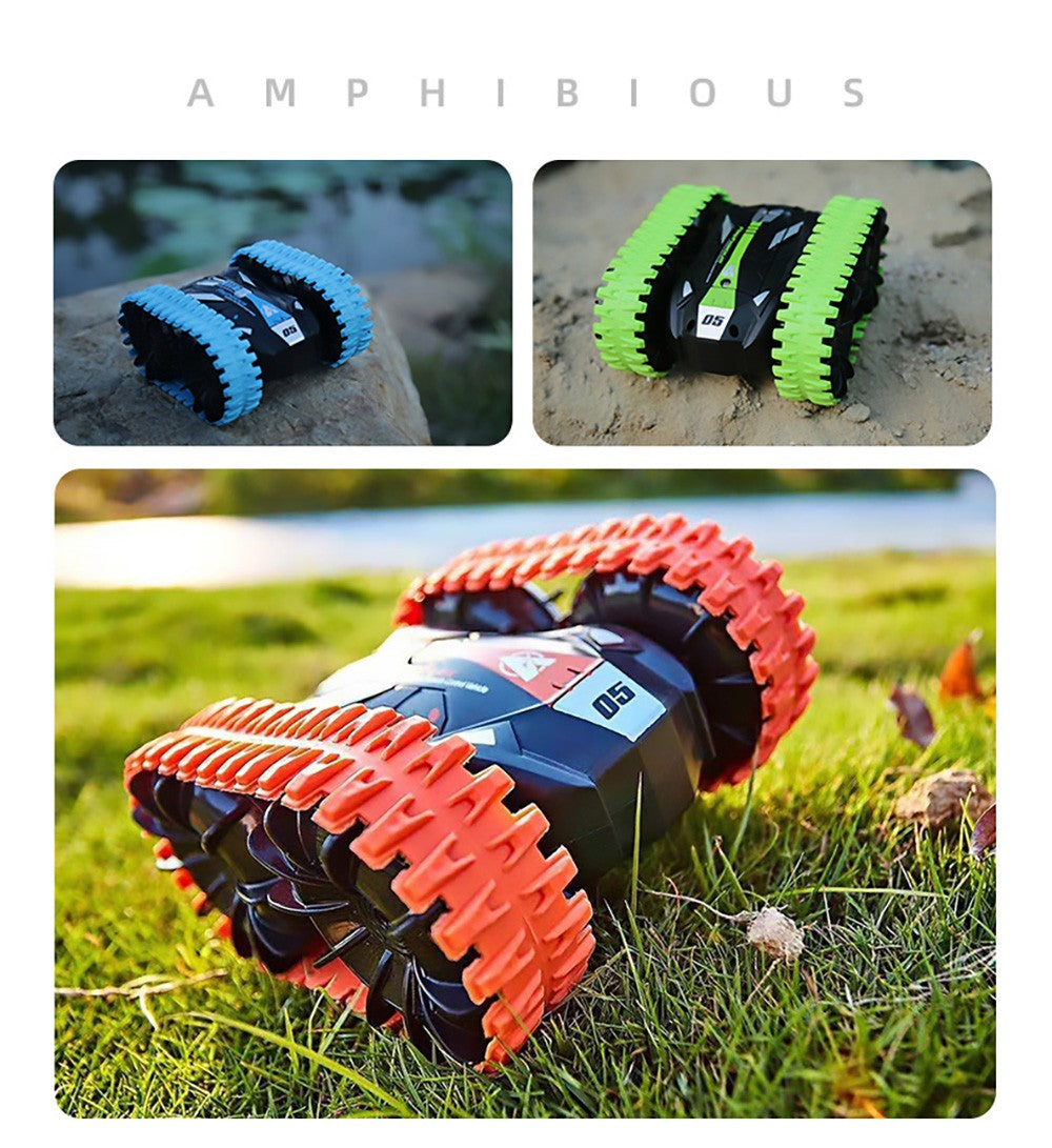 JJRC Q113 1:24 RC kaskadérské auto 4WD 360° otočné 2v1 vodotěsné vodní a pozemní driftové obojživelné modely vozidel - oranžové