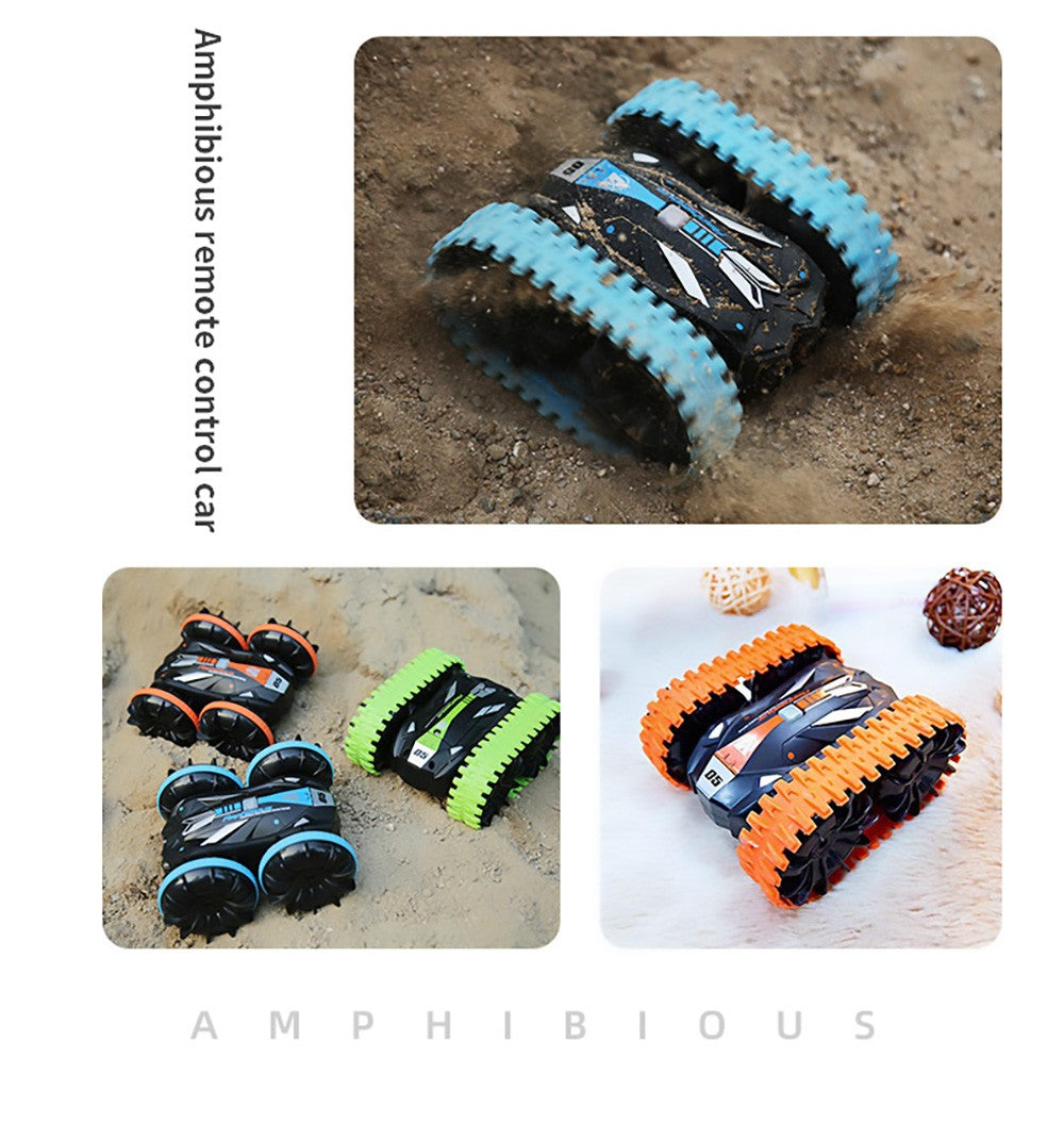 JJRC Q113 1:24 RC kaskadérské auto 4WD 360° otočné 2v1 vodotěsné vodní a pozemní driftové obojživelné modely vozidel - oranžové