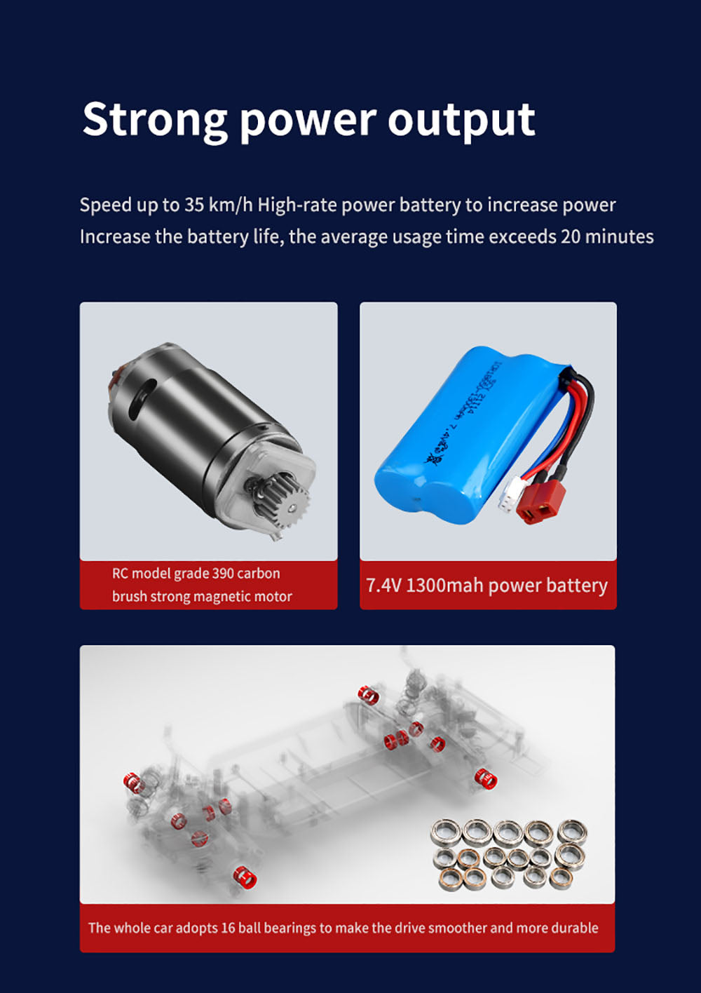 JJRC Q117 F 1:16 2.4G 4WD 35KM/H Drift Car Plně proporcionální ovládání s úhlovými světlomety - modré