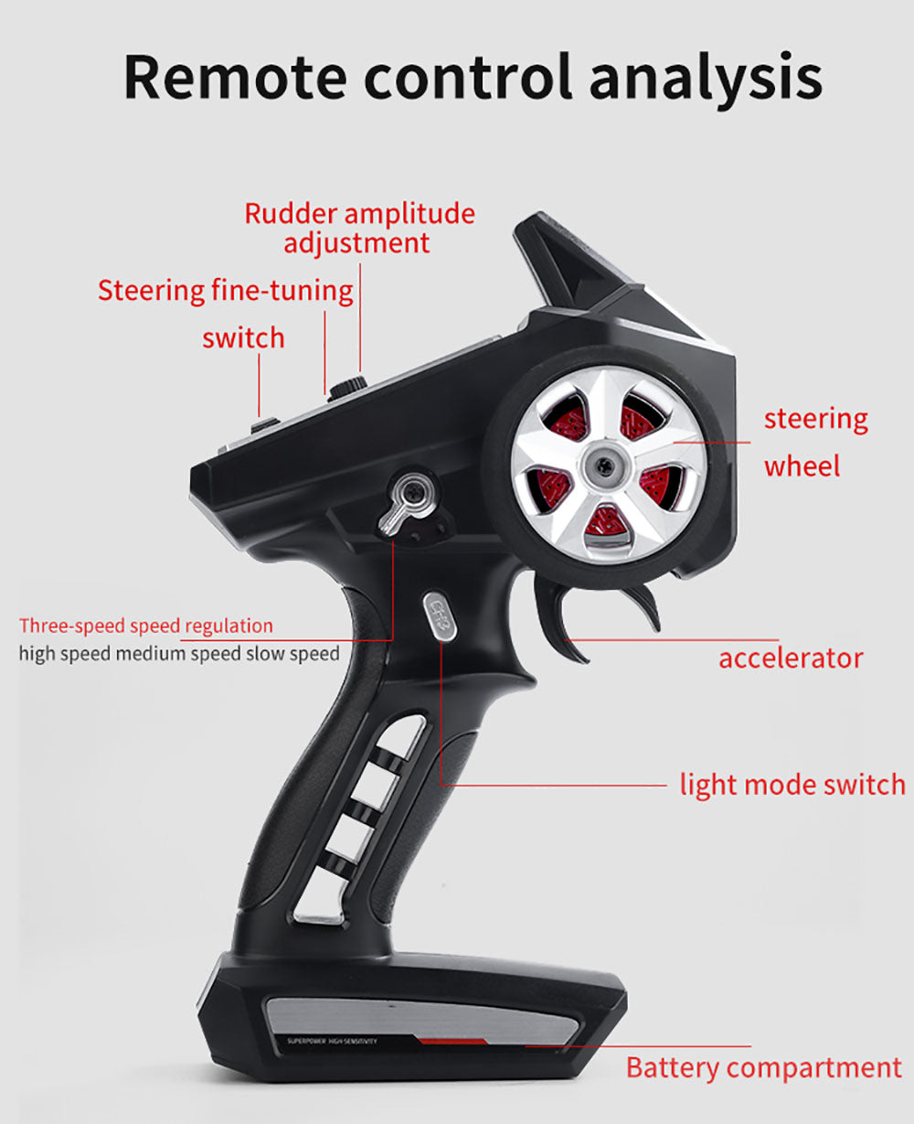 JJRC Q117 F 1:16 2.4G 4WD 35KM/H Drift Car Plně proporcionální ovládání s úhlovými světlomety - modré