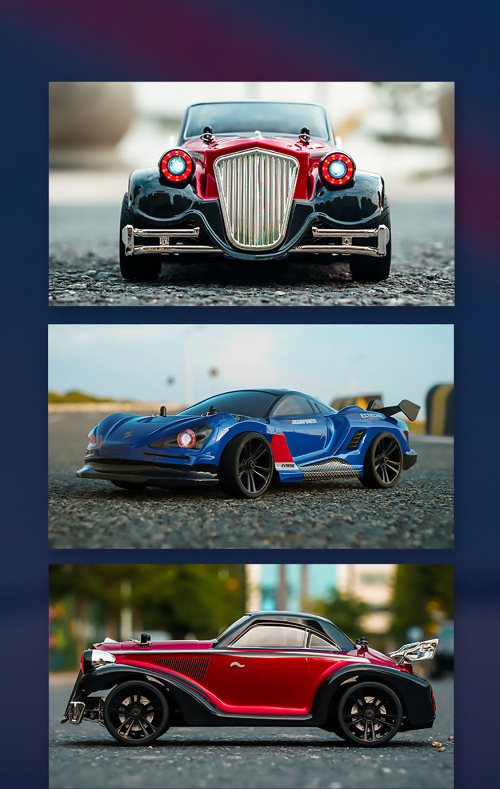 JJRC Q117 F 1:16 2.4G 4WD 35KM/H Drift Car Plně proporcionální ovládání s úhlovými světlomety - modré