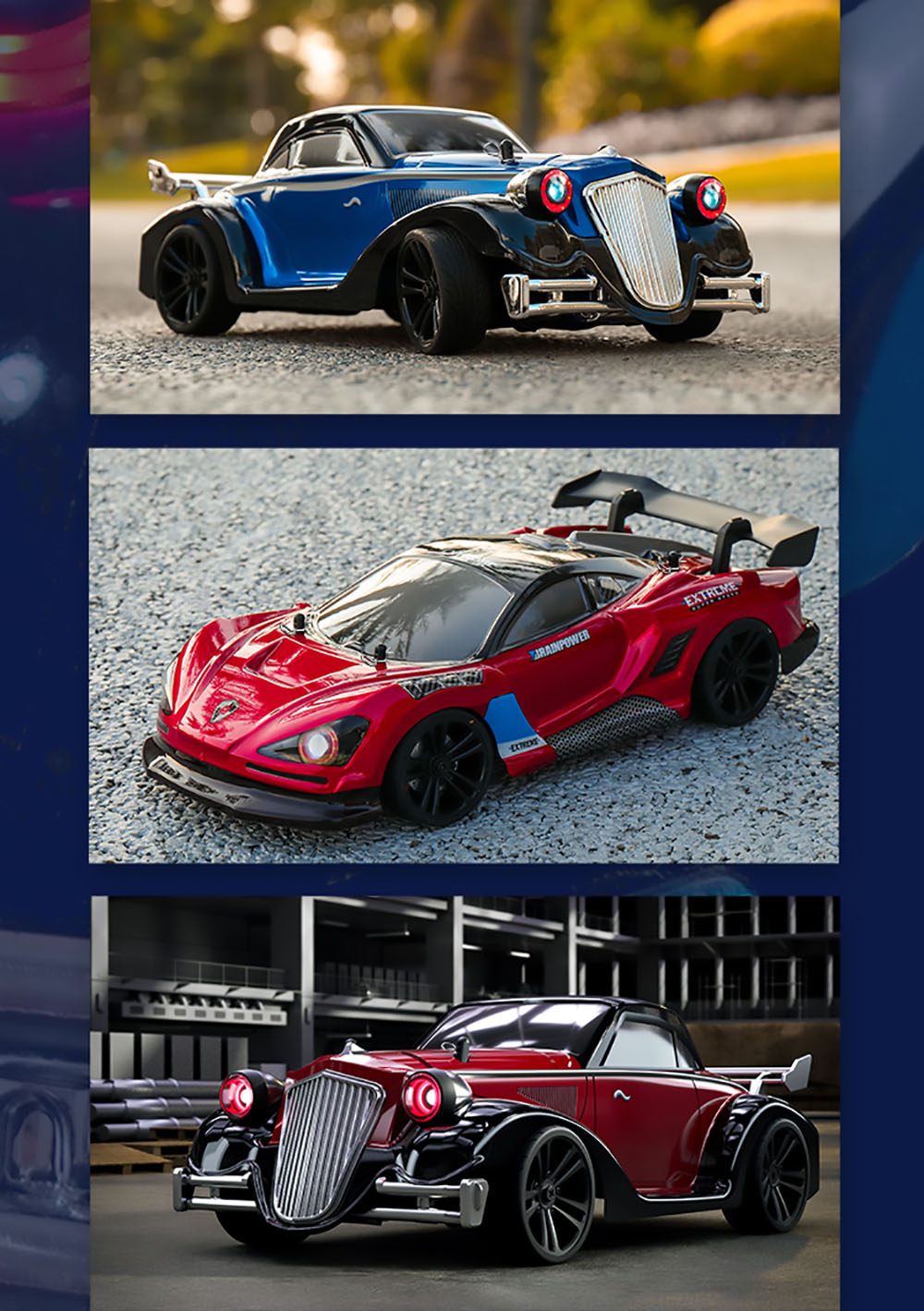 JJRC Q117 F 1:16 2.4G 4WD 35KM/H Drift Car Plně proporcionální ovládání s úhlovými světlomety - modré