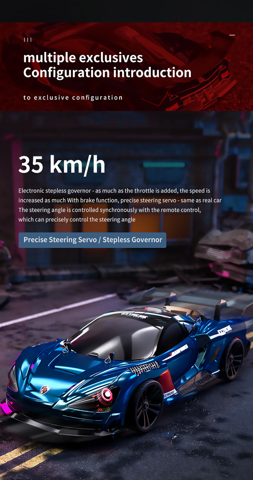 JJRC Q117 F 1:16 2.4G 4WD 35KM/H Drift Car Plně proporcionální ovládání s úhlovými světlomety - modré