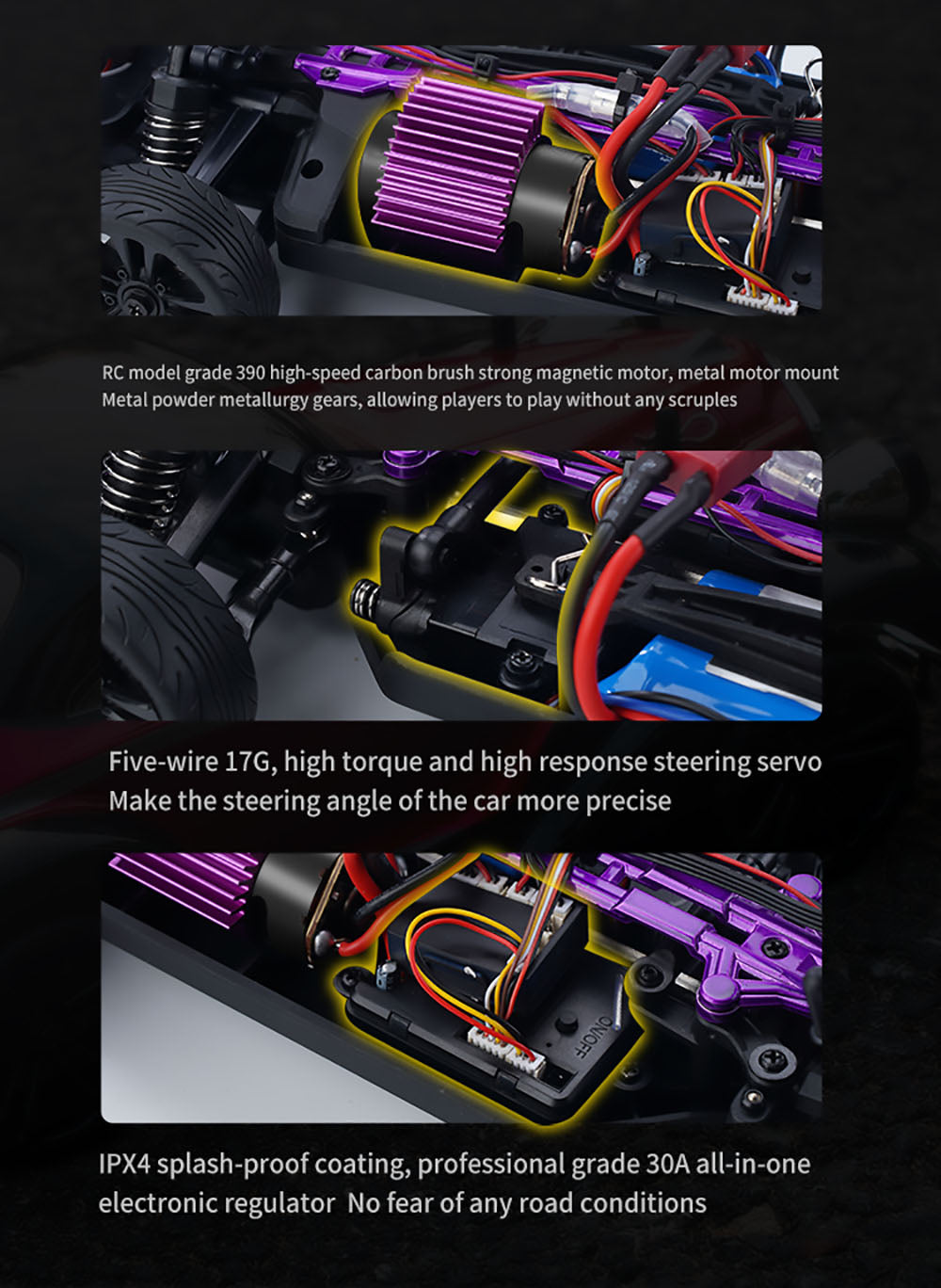 JJRC Q117 F 1:16 2.4G 4WD 35KM/H Drift Car Plně proporcionální ovládání s úhlovými světlomety - modré