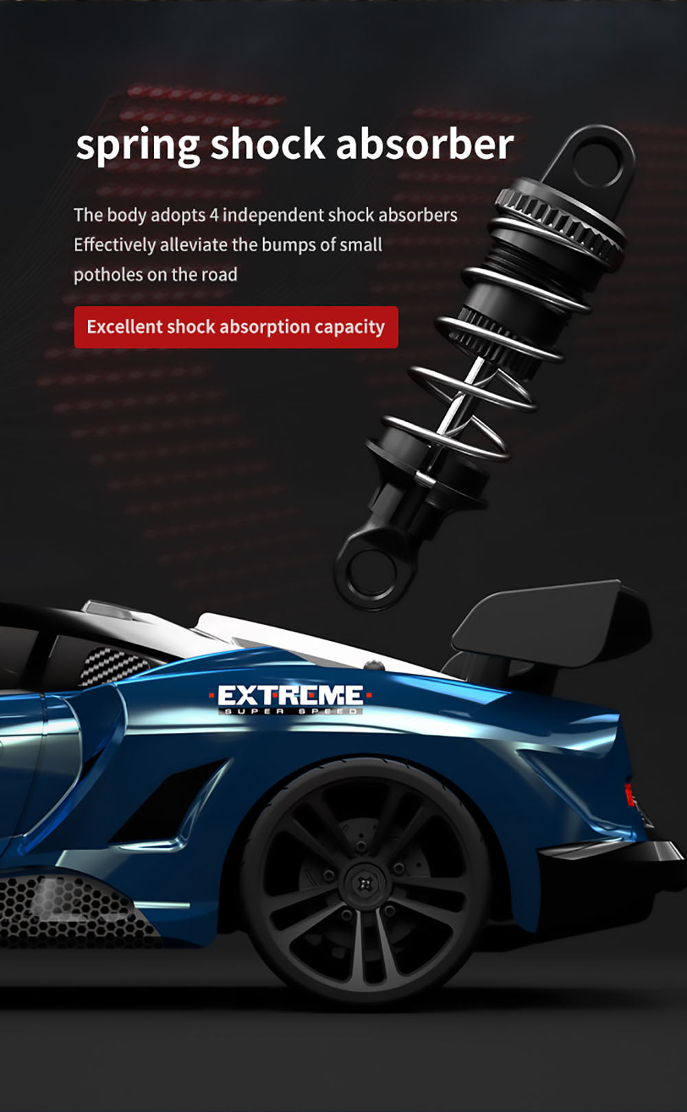 JJRC Q117 F 1:16 2.4G 4WD 35KM/H Drift Car Plně proporcionální ovládání s úhlovými světlomety - modré