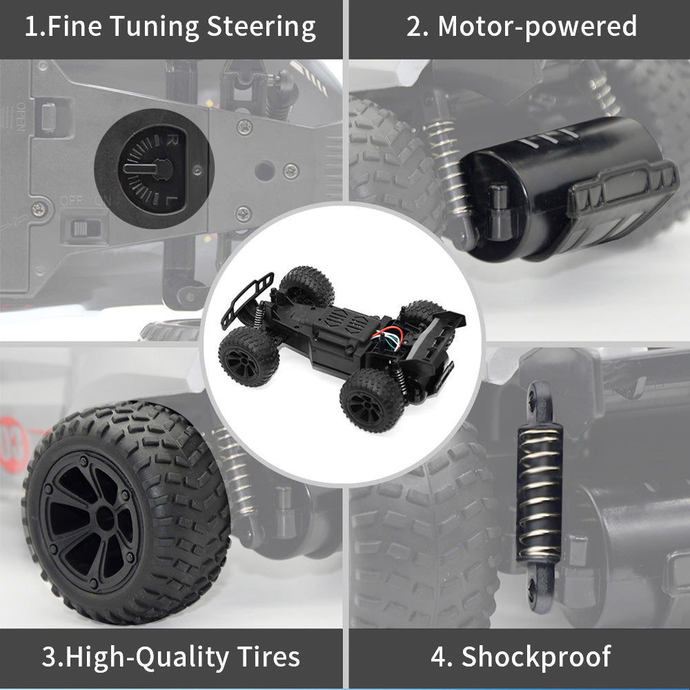 JJRC Q88 2.4G dálkové auto 40-50 vzdáleností ovládání vysokorychlostních terénních vozidel kaskadérské auto hračka dárek pro děti - stříbrné