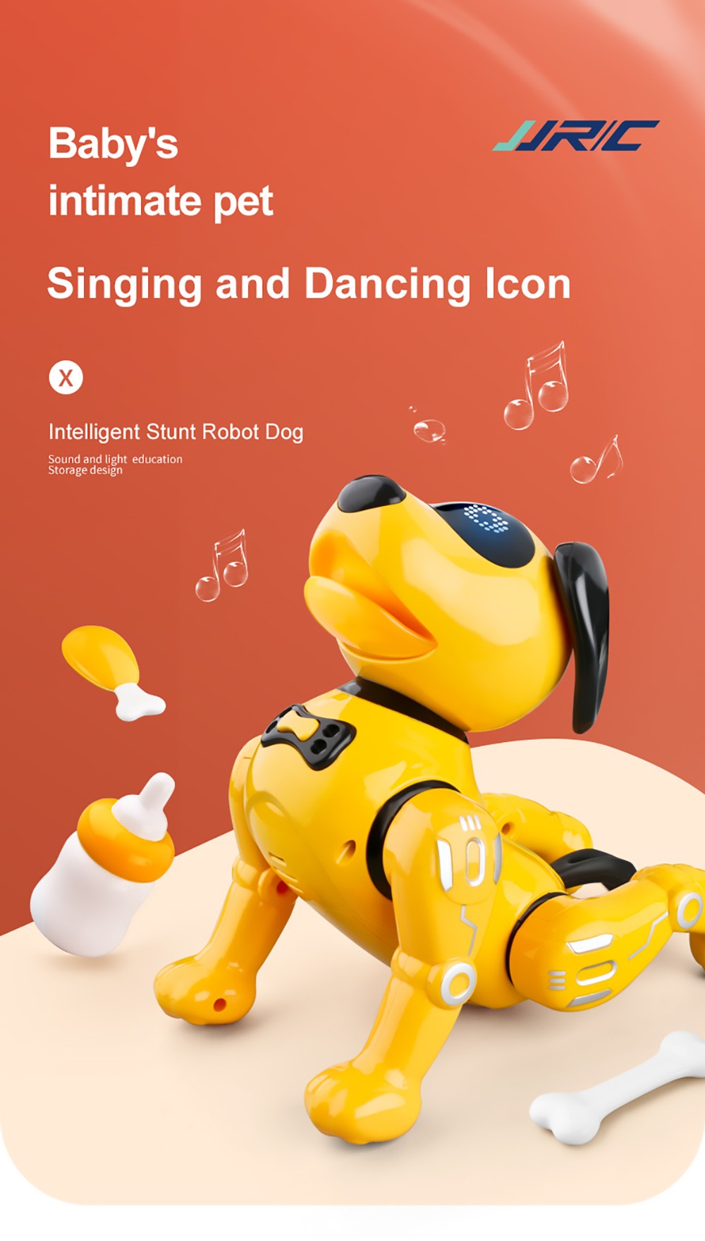 JJRC R19 Dálkové ovládání Robot Pes Hračka Interakce RC Robotický Kaskadér Štěně Vzdělávací Hračka pro Děti - Bílá