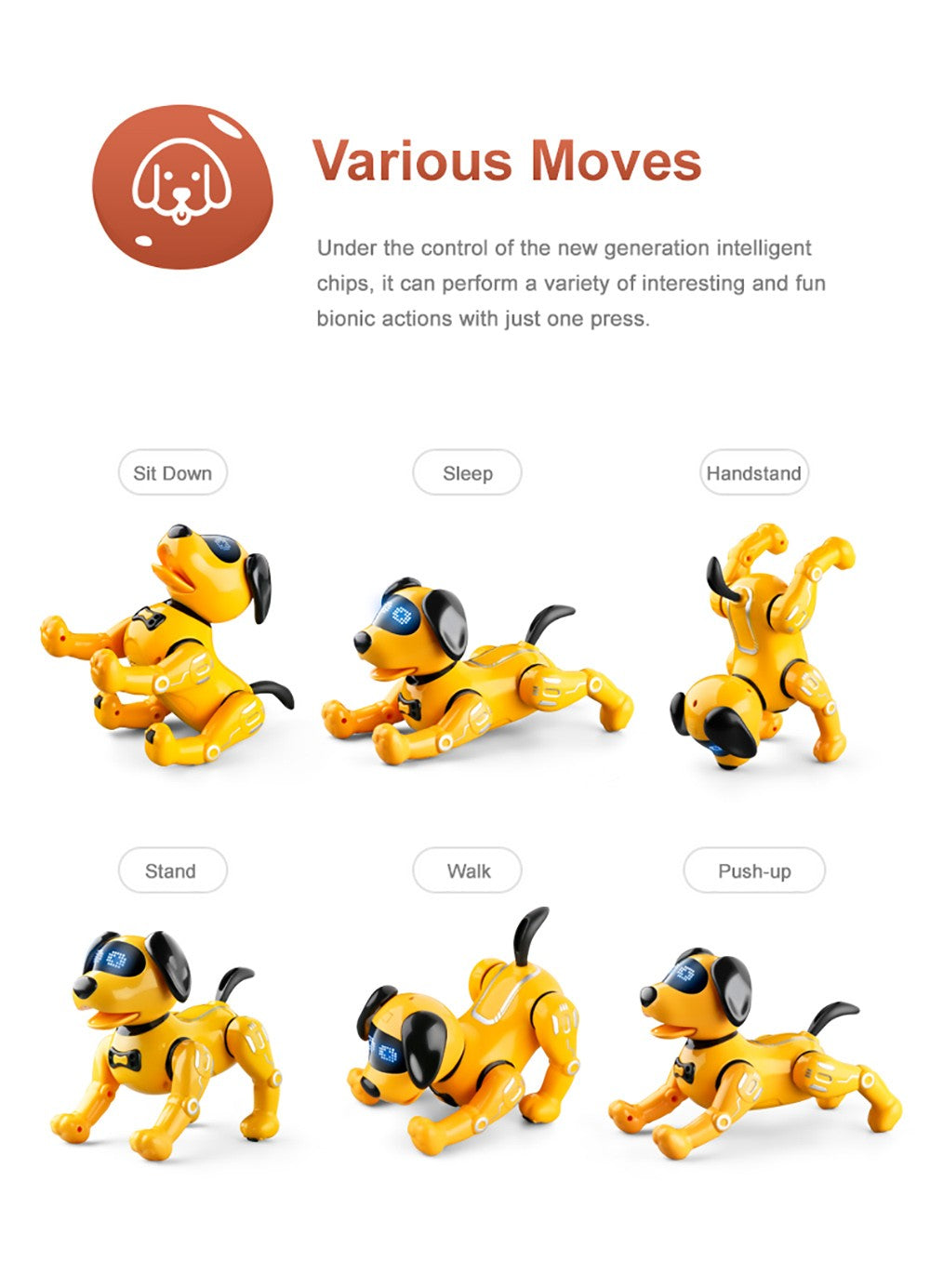 JJRC R19 Dálkové ovládání Robot Pes Hračka Interakce RC Robotický Kaskadér Štěně Vzdělávací Hračka pro Děti - Bílá