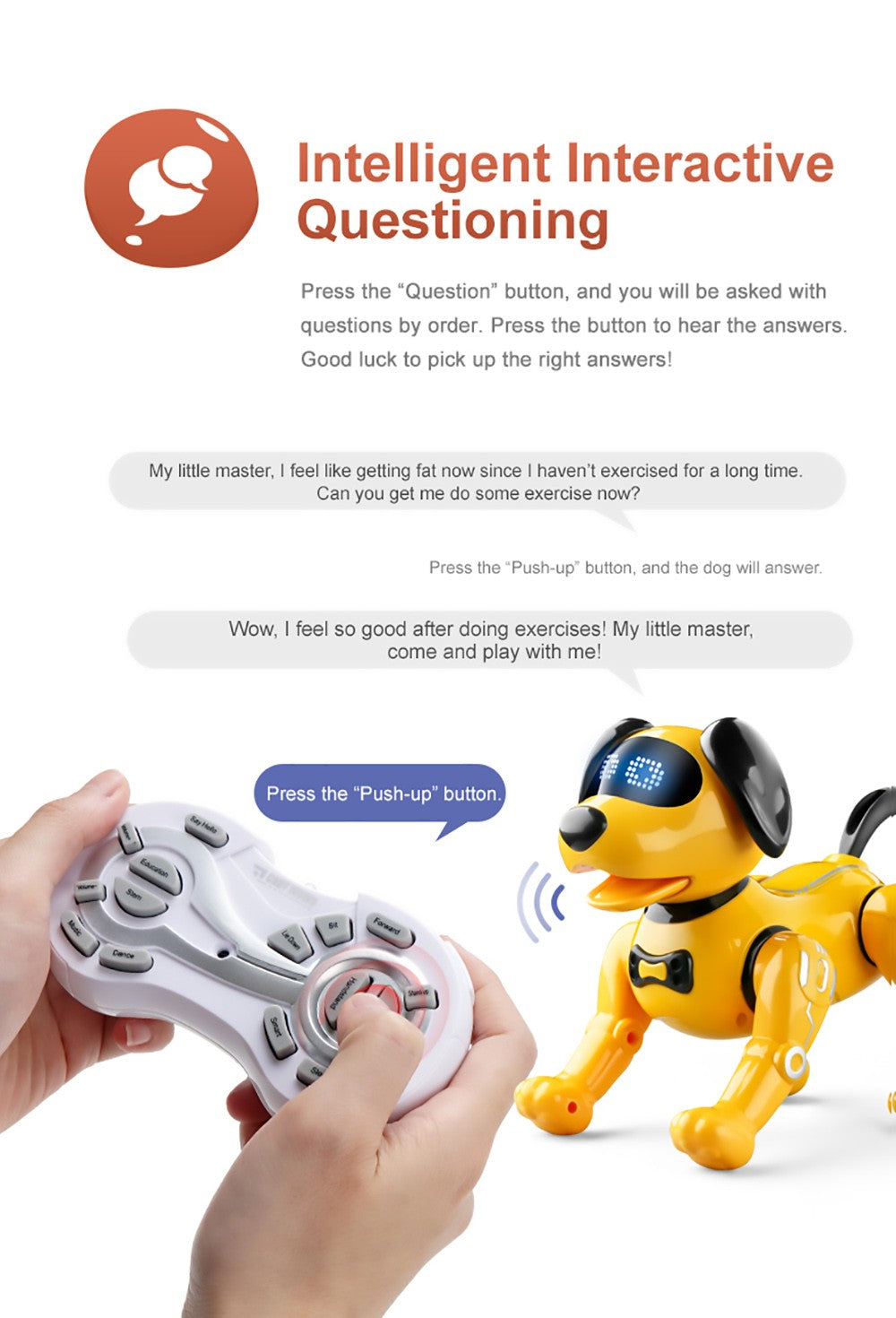 JJRC R19 Dálkové ovládání Robot Pes Hračka Interakce RC Robotický Kaskadér Štěně Vzdělávací Hračka pro Děti - Bílá