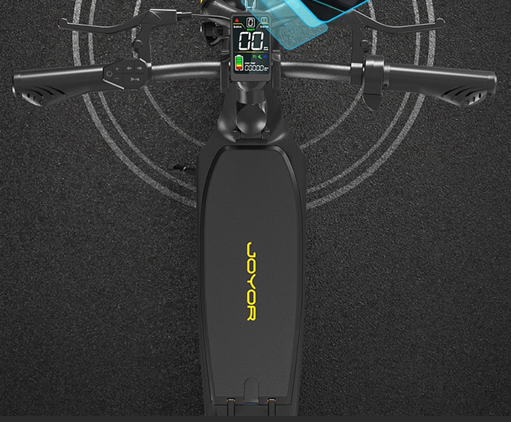 Elektrická koloběžka JOYOR C10, motor 500 W, baterie 48 V 10,4 Ah, pneumatiky 10 palců, maximální rychlost 45 km/h, dojezd 30–50 km, maximální zatížení 120 kg, přední a zadní kotoučová brzda