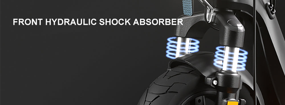 Elektrická koloběžka JOYOR C10E, certifikace ABE, motor 500 W, baterie 48 V 10,4 Ah, 10palcové pneumatiky, maximální rychlost 20 km/h, dojezd 40 km, přední a zadní kotoučová brzda, přední tlumič nárazů