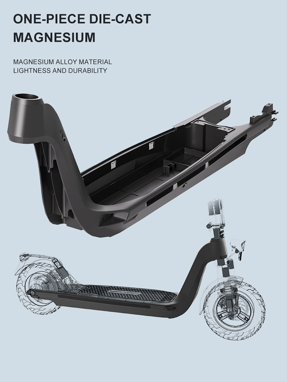 Elektrická koloběžka JOYOR C10E, certifikace ABE, motor 500 W, baterie 48 V 10,4 Ah, 10palcové pneumatiky, maximální rychlost 20 km/h, dojezd 40 km, přední a zadní kotoučová brzda, přední tlumič nárazů