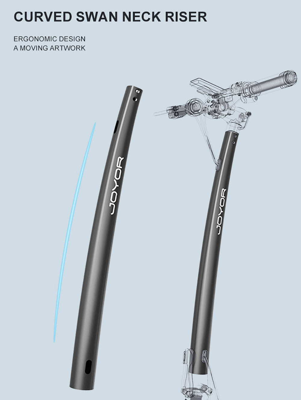 Elektrická koloběžka JOYOR C10E, certifikace ABE, motor 500 W, baterie 48 V 10,4 Ah, 10palcové pneumatiky, maximální rychlost 20 km/h, dojezd 40 km, přední a zadní kotoučová brzda, přední tlumič nárazů