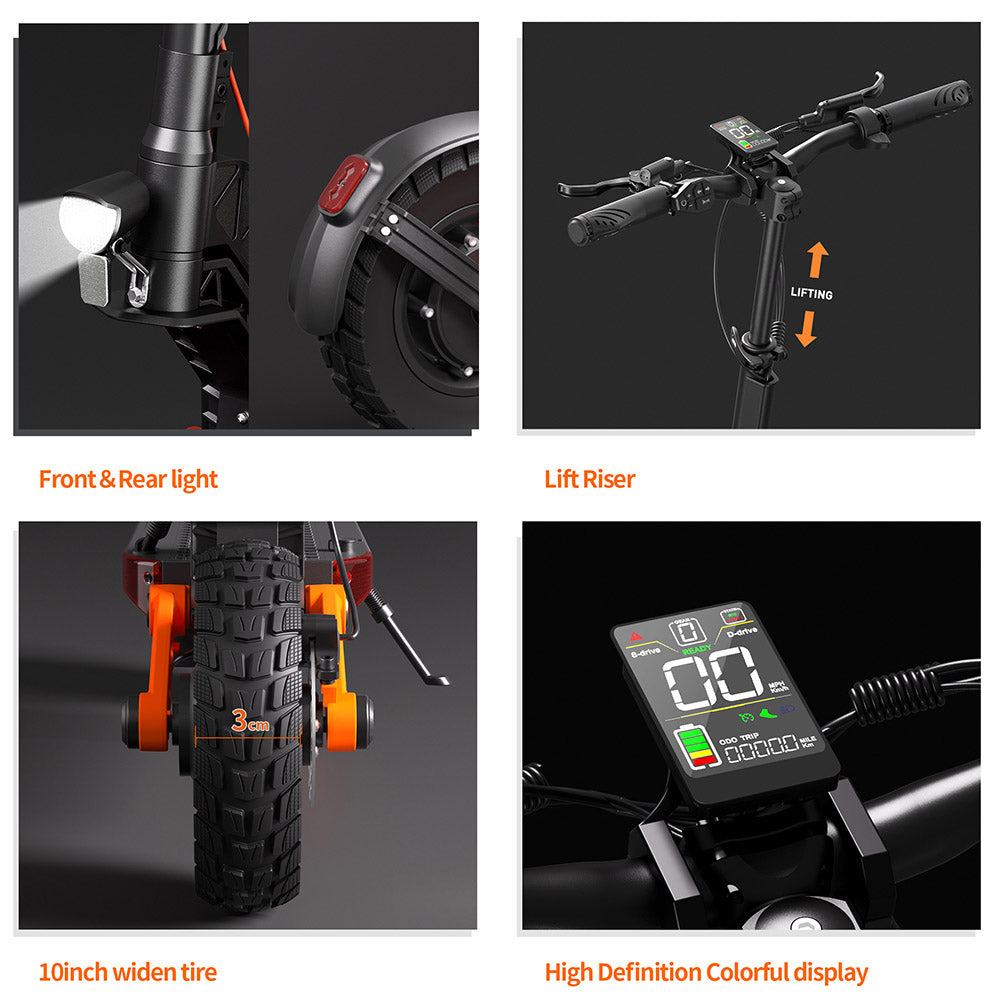 Elektrická koloběžka JOYOR S10-Z, 10palcové terénní pneumatiky, 60V 18Ah baterie, 1000W*2, dvojitý motor, dojezd 70-85 km, zatížení 120 kg, dvojité hydraulické kotoučové brzdy, tlumiče, směrové světlo, inteligentní LED displej, aktualizace z S10-S - černá