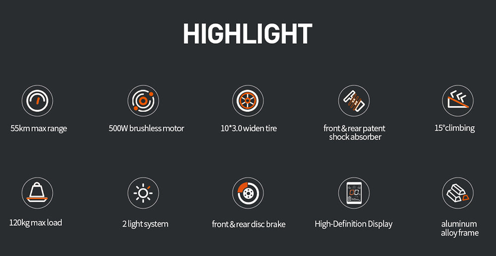 Elektrická koloběžka JOYOR S5 s certifikací ABE, 10palcové pneumatiky, motor 500 W, 20 km/h, baterie 48 V 13 Ah, dojezd 40–55 km, dvojité kotoučové brzdy