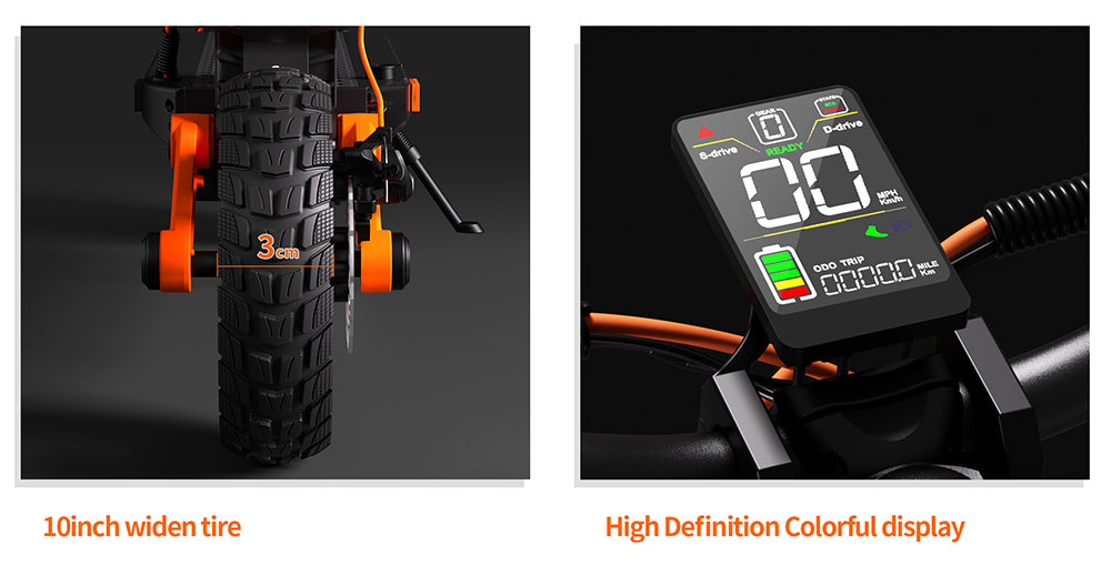 Elektrická koloběžka JOYOR S5 s certifikací ABE, 10palcové pneumatiky, motor 500 W, 20 km/h, baterie 48 V 13 Ah, dojezd 40–55 km, dvojité kotoučové brzdy