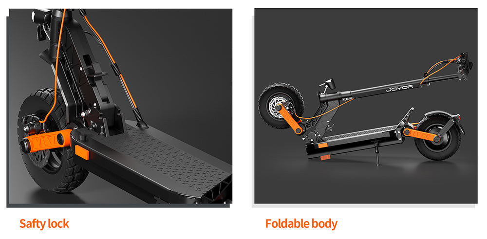 Elektrická koloběžka JOYOR S5 s certifikací ABE, 10palcové pneumatiky, motor 500 W, 20 km/h, baterie 48 V 13 Ah, dojezd 40–55 km, dvojité kotoučové brzdy