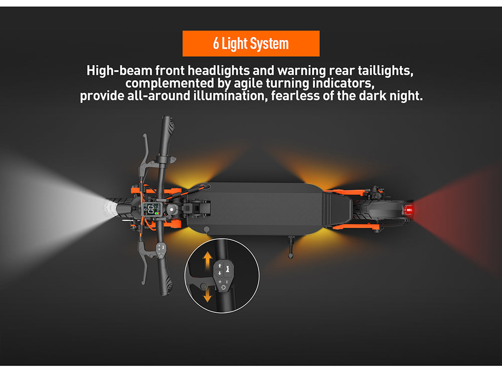 Elektrická koloběžka JOYOR S5-Z, baterie 48 V 13 Ah, motor 600 W, pneumatiky 10*3,0 palce, rychlost 25 km/h, dojezd 55 km, rám z hliníkové slitiny, 6 světel, směrová světla, dvojitá kotoučová brzda - černá