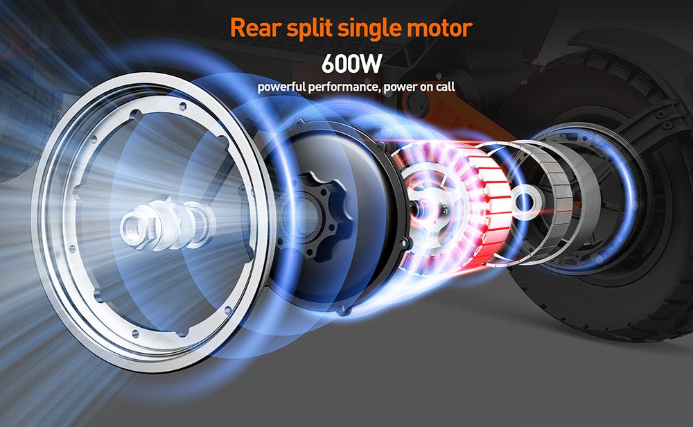 Elektrická koloběžka Joyor S8, motor 600 W, baterie 48 V 26 Ah, 10palcové pneumatiky, maximální rychlost 25 km/h, dojezd 90 km, dvojitá mechanická kotoučová brzda