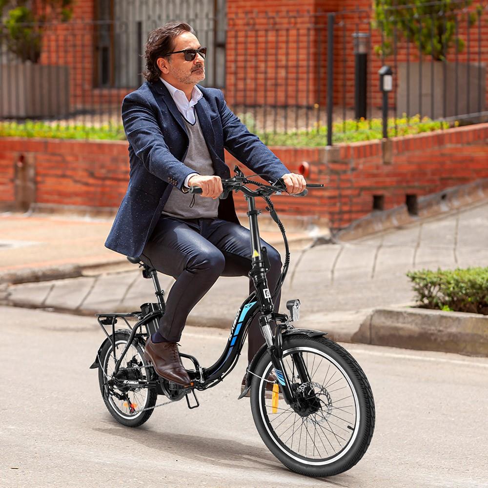 KAISDA K7 20*1,95 palcový skládací elektrický moped, horské kolo, motor 350 W, SHIMANO, 21 rychlostí, ovládání přes aplikaci - bílý