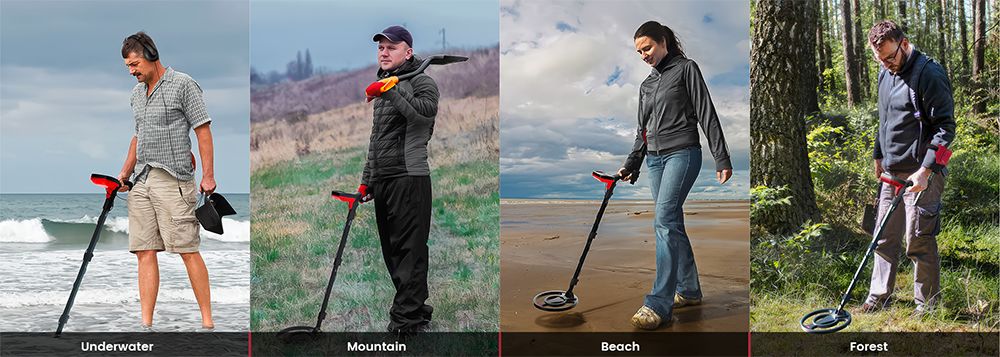 Detektor kovů KAIWEETS EXPLORER X I, 6 režimů detekce, LCD displej, nastavitelná dlouhá stopka, vodotěsná cívka IP68