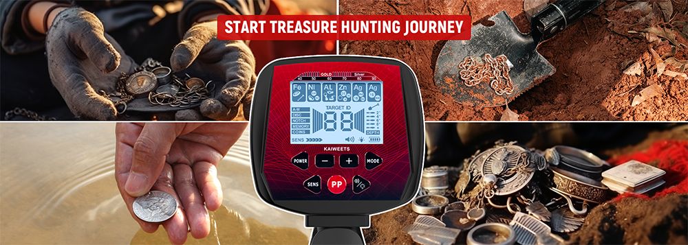 Detektor kovů KAIWEETS EXPLORER X I, 6 režimů detekce, LCD displej, nastavitelná dlouhá stopka, vodotěsná cívka IP68