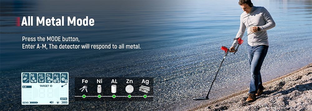 Detektor kovů KAIWEETS EXPLORER X I, 6 režimů detekce, LCD displej, nastavitelná dlouhá stopka, vodotěsná cívka IP68