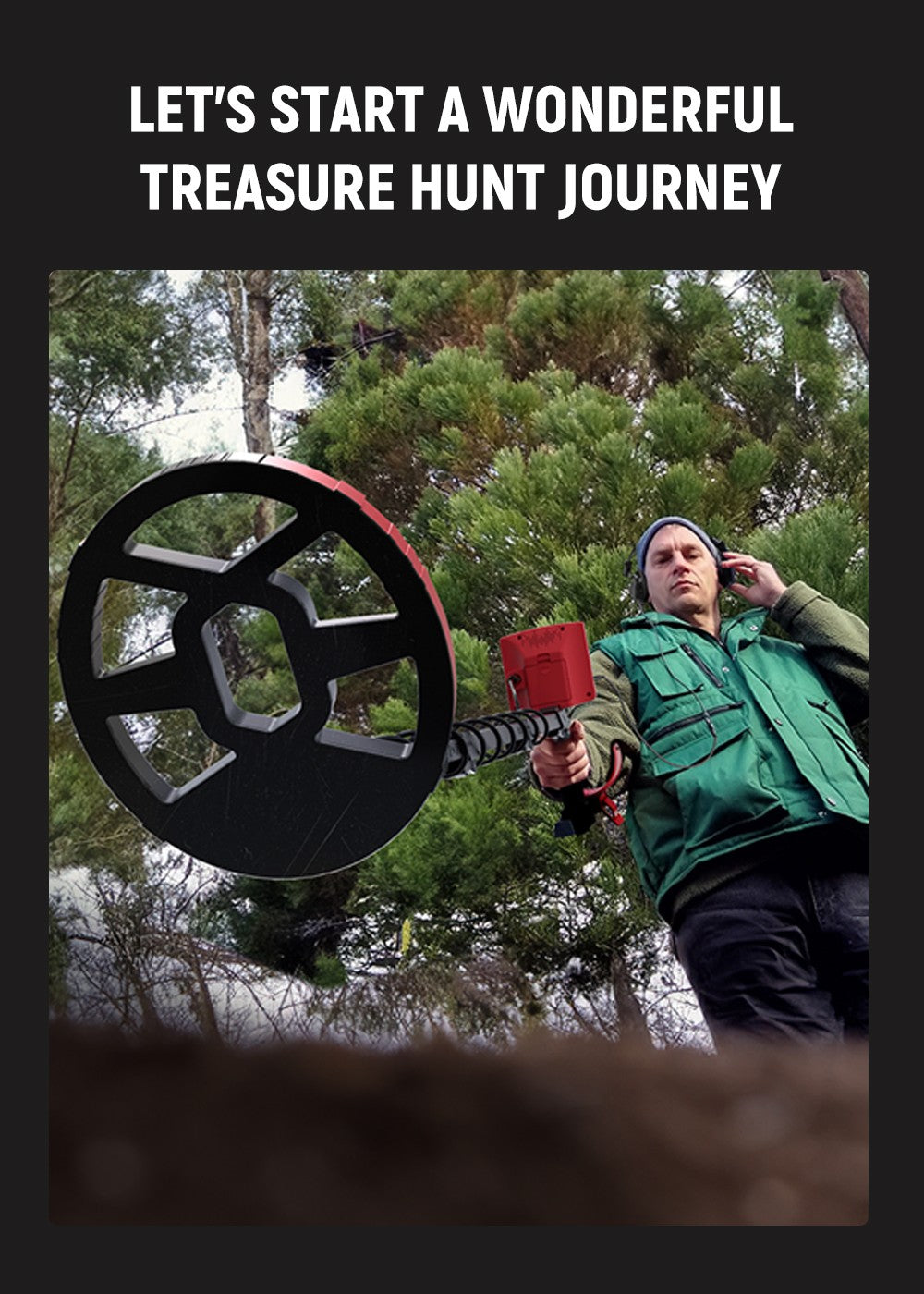 Detektor kovů KAIWEETS EXPLORER X II, 4 režimy detekce, LCD displej, nastavitelná dlouhá stopka, vodotěsná cívka IP68