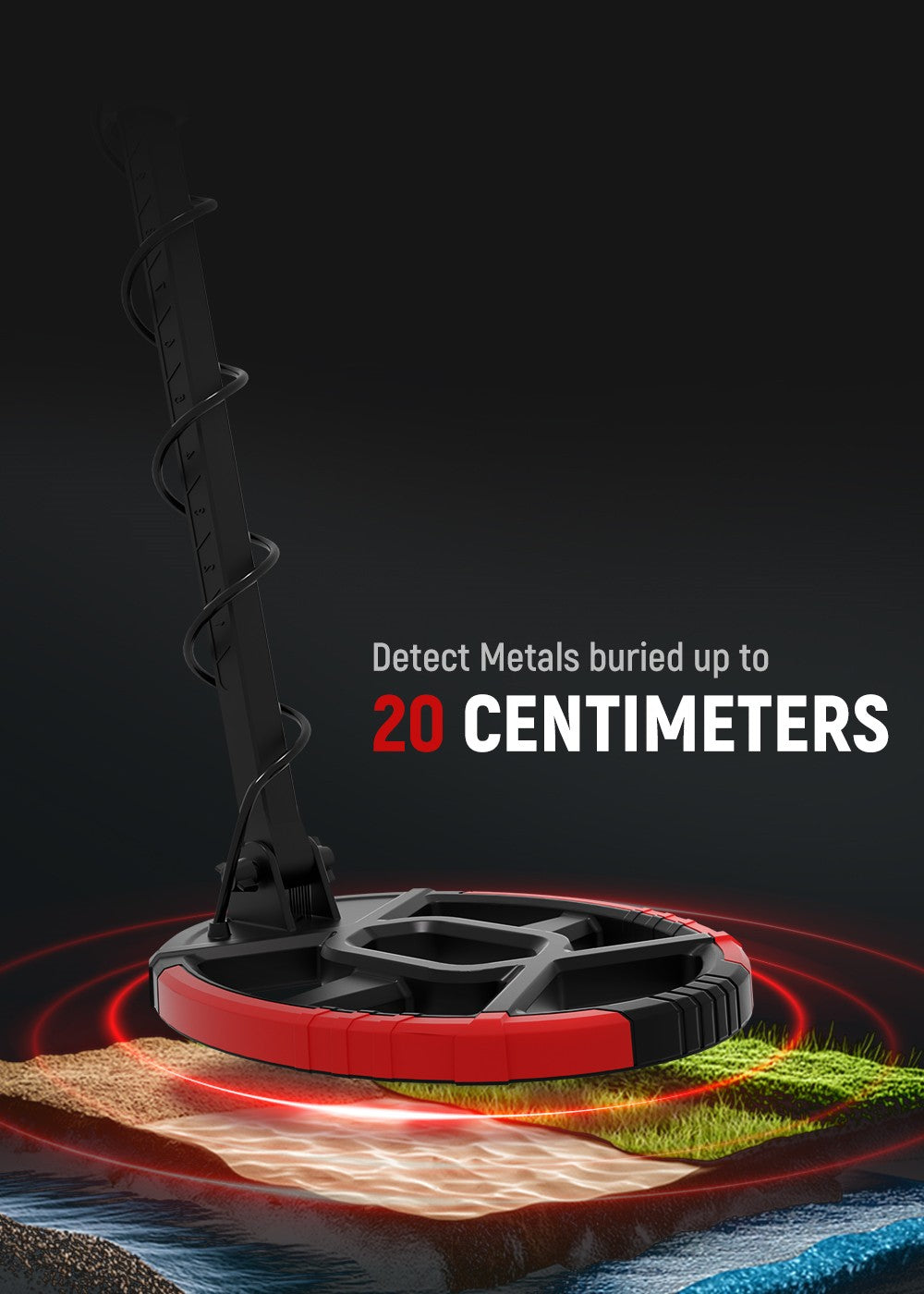 Detektor kovů KAIWEETS EXPLORER X II, 4 režimy detekce, LCD displej, nastavitelná dlouhá stopka, vodotěsná cívka IP68