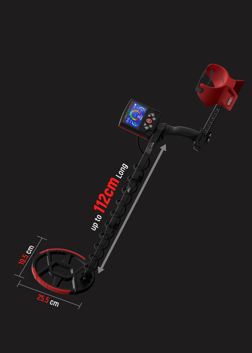 Detektor kovů KAIWEETS EXPLORER X II, 4 režimy detekce, LCD displej, nastavitelná dlouhá stopka, vodotěsná cívka IP68
