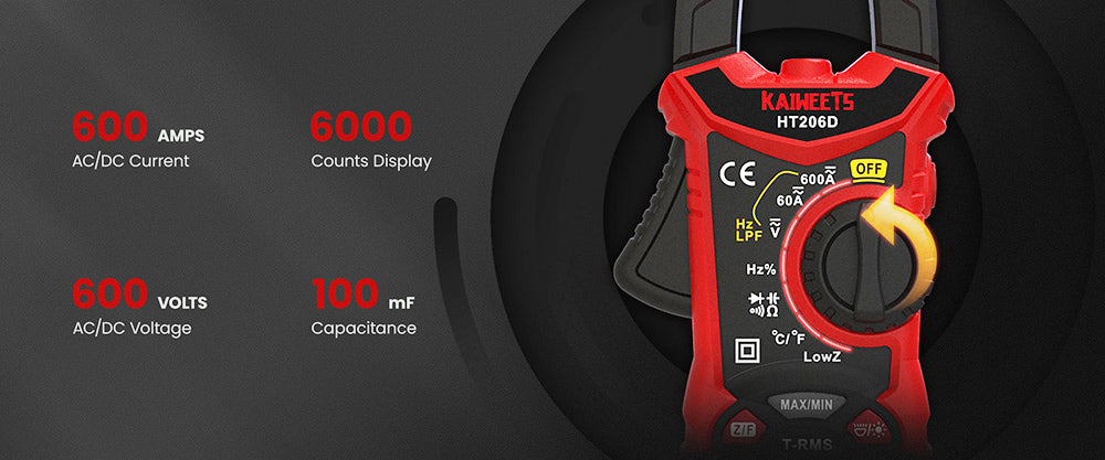 Digitální klešťový měřič KAIWEETS HT206D, LowZ a LPF, detekce NCV