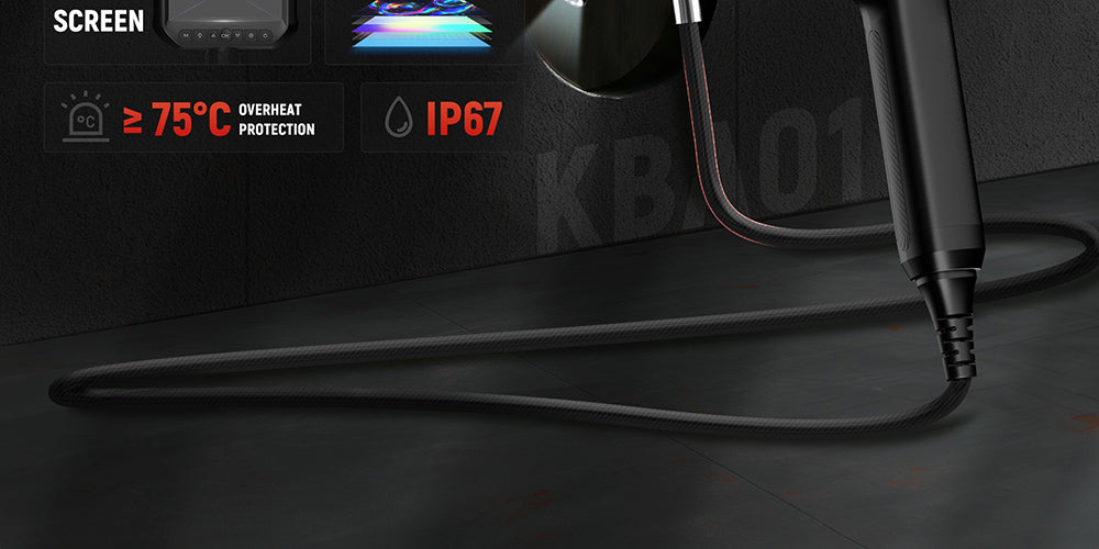KAIWEETS KBA01 Obousměrný kloubový boroskop, otočná kamera o 210°, 8 LED světel, 4,3palcový displej, 1920*1080P, vodotěsný IP67