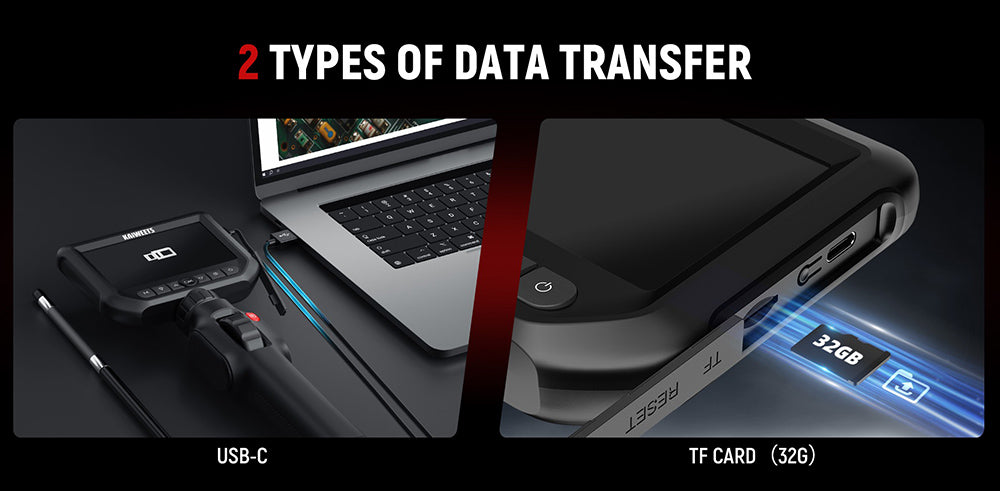 KAIWEETS KBA01 Obousměrný kloubový boroskop, otočná kamera o 210°, 8 LED světel, 4,3palcový displej, 1920*1080P, vodotěsný IP67