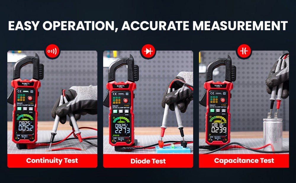 KAIWEETS KC602 Inteligentní digitální klešťový měřič, 6000 číslic True-RMS, automatický rozsah, AC/DC proud, detekce NCV