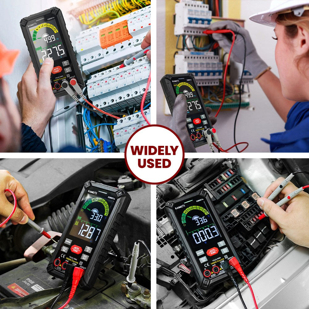 KAIWEETS KM601S Digitální multimetr 10000 čítačů True-RMS měřič Inteligentní režim Manuální režim Dobíjecí baterie Svítilna Automatické zamykání - Černá