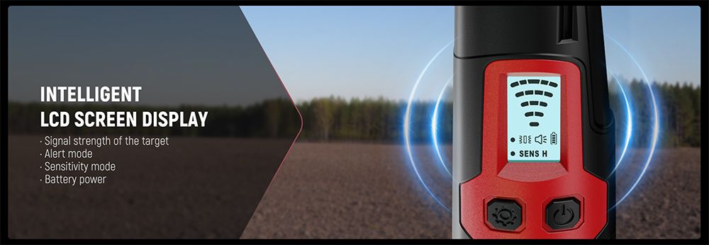 Detektor kovů KAIWEETS PREC-POINTER I Pinpointer, detekce 360°, vodotěsný IP68, LCD displej a svítilna, 3 režimy upozornění