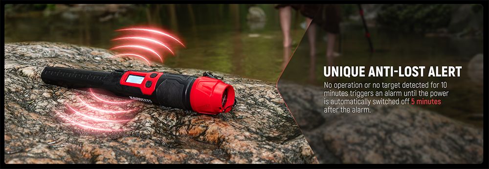 Detektor kovů KAIWEETS PREC-POINTER I Pinpointer, detekce 360°, vodotěsný IP68, LCD displej a svítilna, 3 režimy upozornění