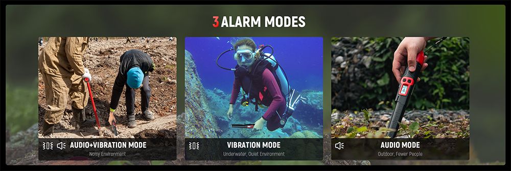 Detektor kovů KAIWEETS PREC-POINTER I Pinpointer, detekce 360°, vodotěsný IP68, LCD displej a svítilna, 3 režimy upozornění