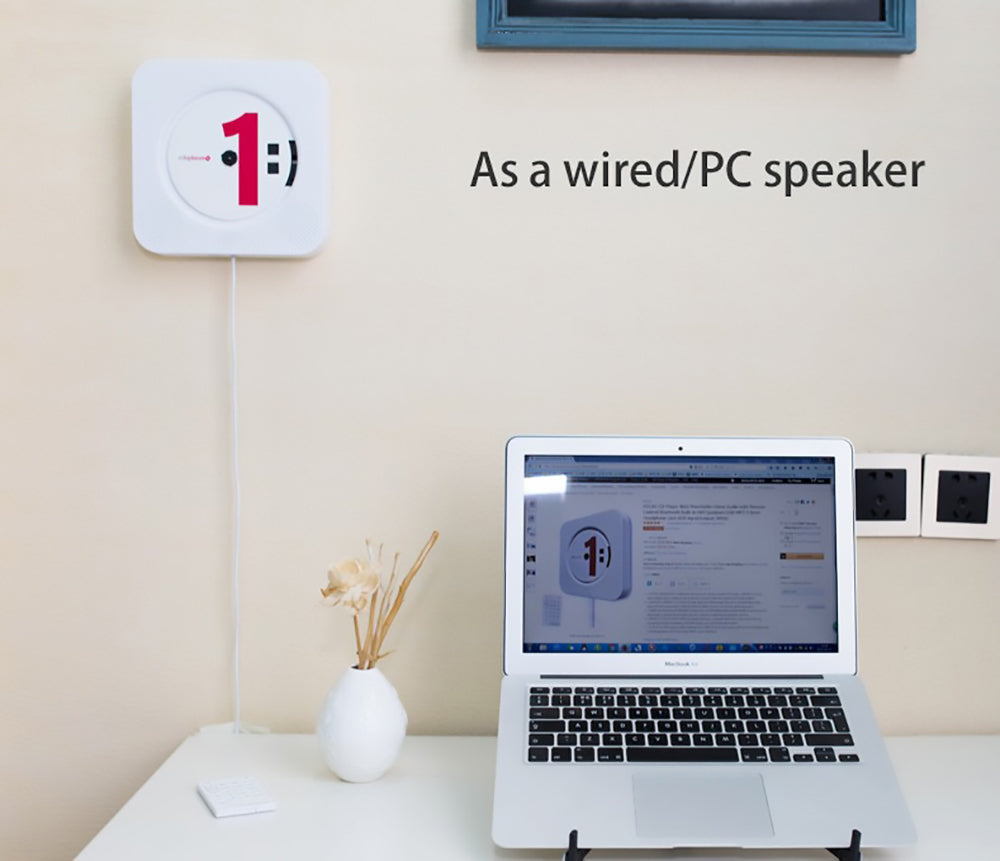 Kecag KC-808 Nástěnný CD přehrávač s Bluetooth a dálkovým ovládáním, FM rádio, MP3, konektor pro sluchátka, USB - černý