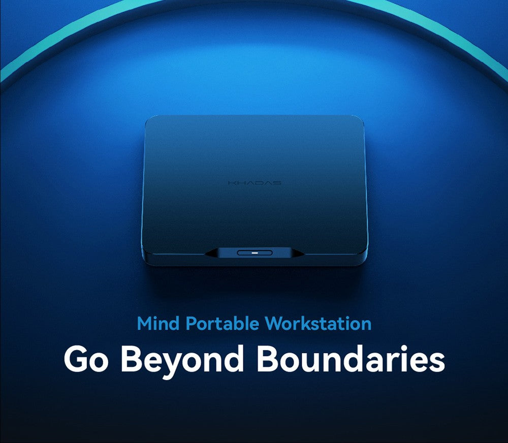 Přenosná pracovní stanice KHADAS Mind Premium Mini PC, Intel Core i7-1360P 12 jader až 5,0 GHz, 32 GB RAM 1 TB SSD, WiFi 6E Bluetooth 5.2, vestavěná baterie 5,55 Wh, 2*USB typu C 1*HDMI 2.0 2*USB 3.2, aplikace Mind - zástrčka EU